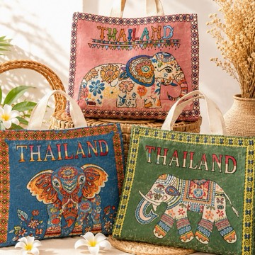 「現貨免運」泰國🇹🇭大象手提肩背大象拉鍊圖騰包 手提袋 44*33cm 有小暗袋 肩背包 手提袋