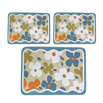 吸水桌墊 30 x 40cm x 厚度5mm 淺藍花瓣  3個