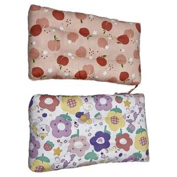 100%純棉可水洗兒童枕頭 Set A面精梳純棉 B面法蘭絨  28 x 43 x 6cm  花朵獨角獸 + 小蘋果