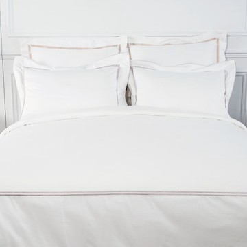 (組)克萊歐刺繡500織埃及棉床被四件組加大雙人 晨白