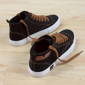 人本帆布鞋女2020新款韓版百搭高幫小白鞋女平底學生休閑板鞋2111