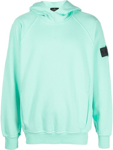Stone Island Shadow Project - logo-patch cotton hoodie - men - Cotton/Cotton - S - Green