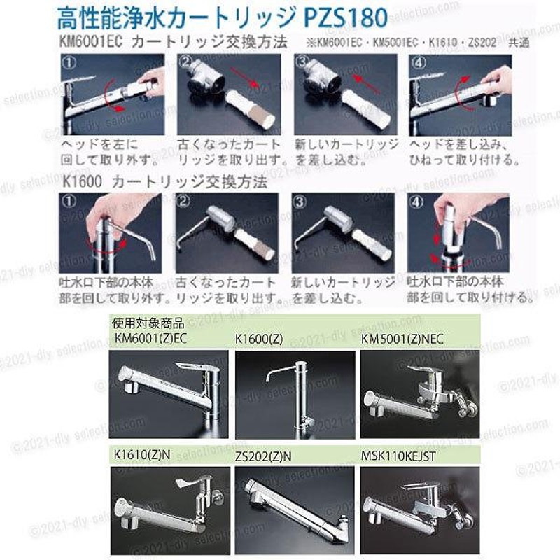 注文割引 正規品 在庫あり PZS180-3 KVK 浄水器内蔵水栓 カートリッジ ３個入 高性能タイプ取替用 １５物質 ２物質除去 スパウト内蔵型 