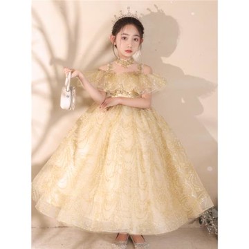 主持人晚禮服女童公主裙高端輕奢小眾童模走秀鋼琴演奏兒童演出服