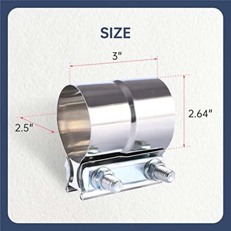 バトネコ2.5インチ重ね継手エキゾーストバンドクランプ排気補修用排気