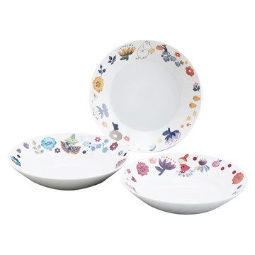 yamaka 山加商店 陶瓷容器 日本產 直徑22X4CM  3件組盤子  白色  1組