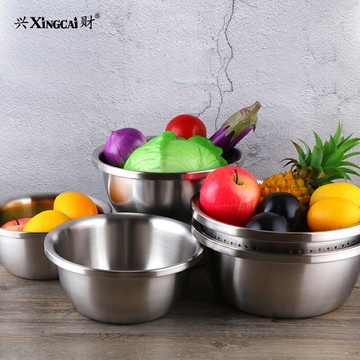 304不銹鋼盆篩家用圓形淘米瀝水籃水果多用鋼盆廚房加厚套裝漏盆