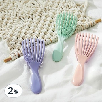 貝殼蓬鬆髮梳3件組 小(164 x 50 x 32mm)  顏色隨機  2組