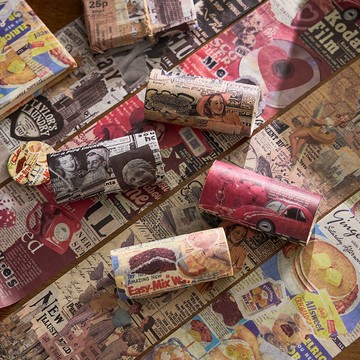 ⭐免運臺灣有貨⭐碎片雜誌係列和紙膠帶 歐美複古雜誌風手賬素材打底diy裝飾貼