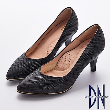 DN 知性優雅 MIT柔軟羊皮金邊點綴尖頭鞋-黑