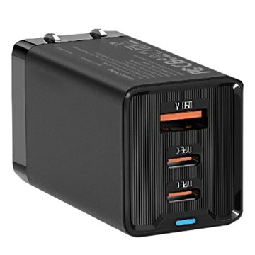 X-PRO GaN 氮化鎵 充電器 65W三孔快充頭 安卓/蘋果/筆電通用 TYPE-C快充  黑色  1個