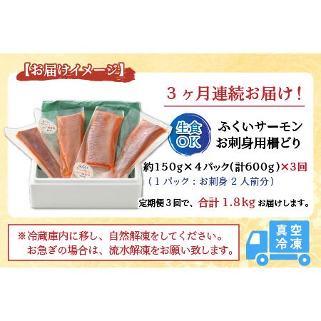 ふるさと納税 《定期便3回》ふくいサーモン 柵どり 150g×4パック 計