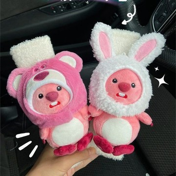 安全帶護套🎀 露比變裝安全帶護肩套卡通可愛車載裝飾裝飾海貍玩偶公仔小汽車