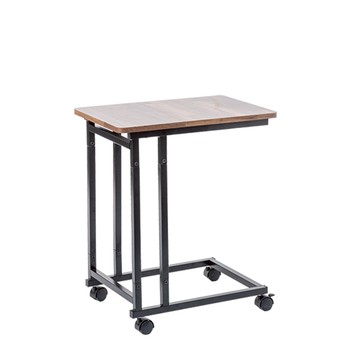 【拜爾家居】工業風移動邊桌-塑膠輪 活動邊桌 床邊桌 茶几 筆電桌