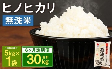 熊本県菊池産 ヒノヒカリ 無洗米 計30kg（5kg×6回）精米 お米 白米