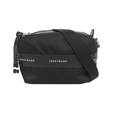 [平輸]LONGCHAMP Le Pliage Energy XS 雙拉鍊帆布斜背包(黑色)