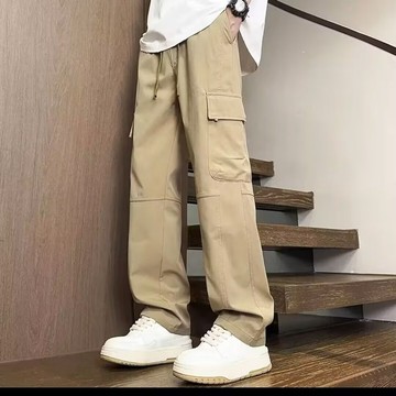 現貨隔日達 美式高街直筒休闲裤子 男款 夏季薄款 宽松 休闲长裤 潮流 工装运动裤男 長褲 機能褲 寬鬆長褲 O49L