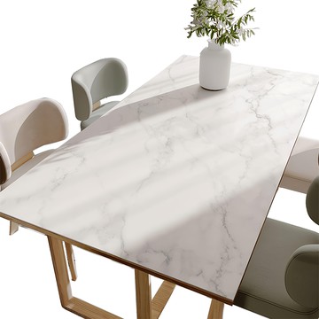 西格傢飾 侘寂風Q彈矽膠皮革桌墊  140 x 80cm  白色雲紋  1個