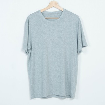 男仕圓領T恤 短袖 莫代爾 灰 L NITORI宜得利家居