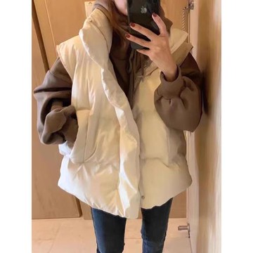 羽絨棉馬甲女款2025新款女秋冬季外穿學院風馬夾背心無袖坎肩外套