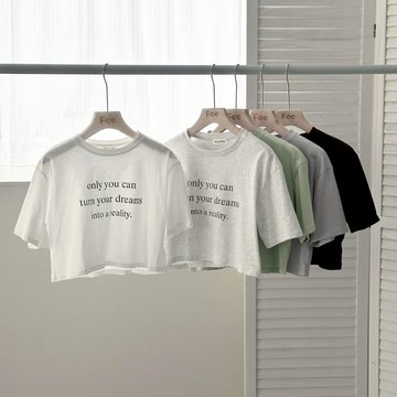 【Fee隔日到貨5色】簡約圓領英文字母正能量短袖T恤🔥韓系感 薄棉短袖 女上衣 U領T恤 短袖棉T 韓系穿搭 秋冬穿搭