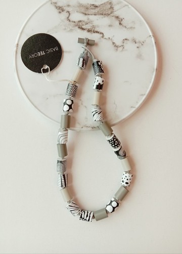 項鍊 短款_白木紋大地色組合_繽紛紙串珠