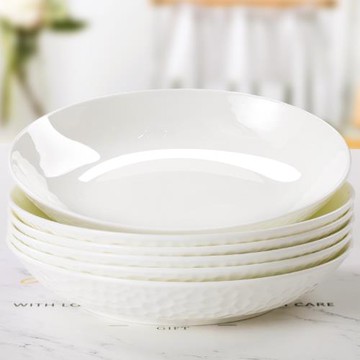 唐山骨瓷純白浮雕高爾夫盤子菜盤家用簡約創意歐式陶瓷餐碟套裝