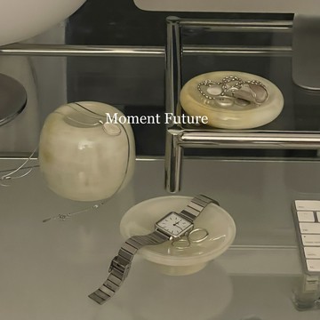 原創設計Moment Future天然玉石飾品收納大理石首飾碟擺件中古風