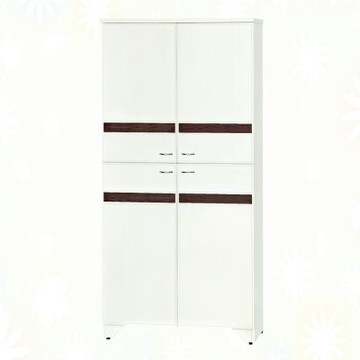 文創集-南亞塑鋼    曼尼 南亞塑鋼3尺上下四開門高鞋櫃-88.7x36.5x182cm免組