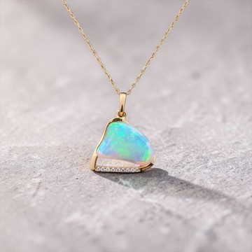 ONE AND ONLY ∣ 頂級AU750黃金 澳洲天然蛋白石吊墜 (不含鍊)