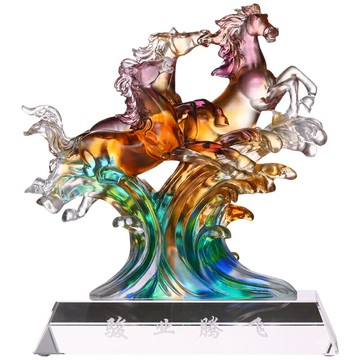 琉璃工藝品駿業騰飛創意馬擺件辦公室裝飾品擺設商務慶典喬遷禮品