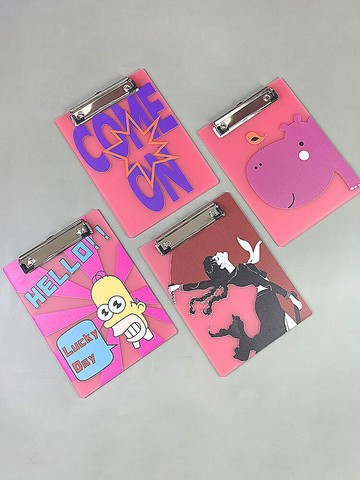 薇素蔓文件夾A4夾板板亞克力加厚不軟榻飯店醫院幼兒園磨砂卡通可愛粉色有機玻璃定制LOGO標識手繪文創