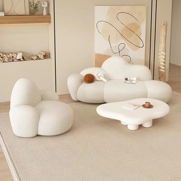 優樂悅~新款網紅奶油云朵沙發客廳簡約現代小戶型家用羊羔絨沙發