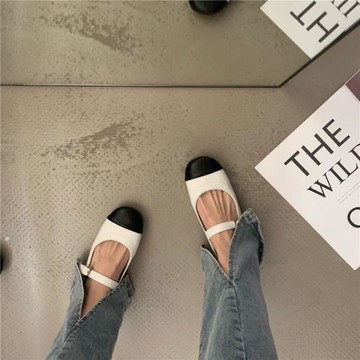 法式瑪麗珍赫本低跟單鞋2024子秋冬新款百搭一字扣女鞋夏款穆勒鞋