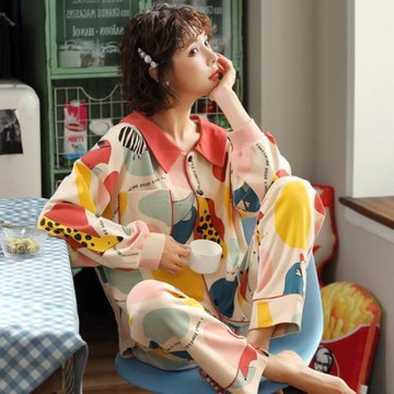 GP同款大碼睡衣女純棉春秋款2024新款胖mm200斤冬季家居服套裝