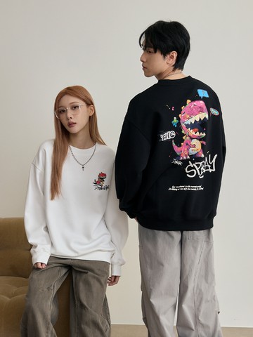 童趣恐龍背圖大學T