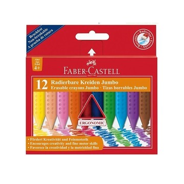 蠟筆 Faber-Castell 輝柏 12色大三角可擦拭蠟筆 (122540)【領券滿額再折千6/30止】