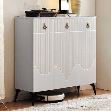 文創集 凱崎玻璃3.3尺三門三抽鞋櫃-100x34x97cm免組