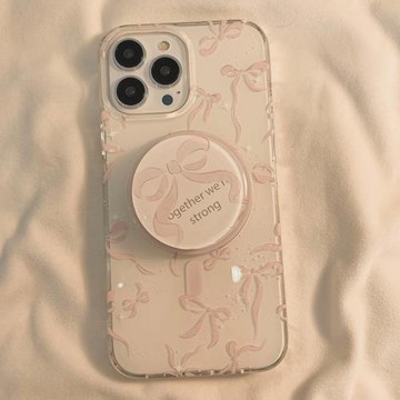 少女蝴蝶結磁吸支架適用三星s24ultra手機殼硅膠s23s22+創意s20fe/s21時尚a05a55a15小清新Z-Fold5防摔note20