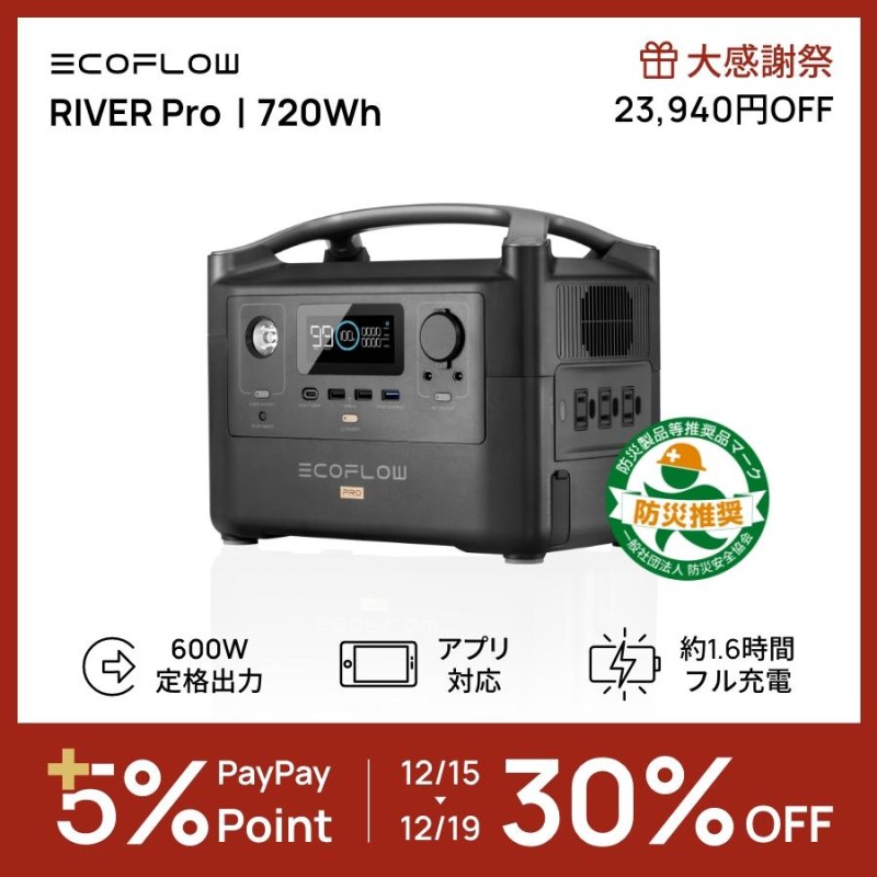 59%OFF!】 エコフロー RIVER Pro ポータブル電源 容量720Wh RIVERPRO