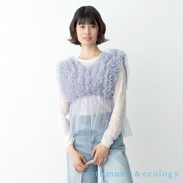 earth music&ecology 層層網紗V領背心(0S000005100)