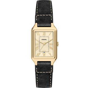 FOSSIL Raquel 羅馬方形皮帶女錶-金x黑/23x31mm ES5505