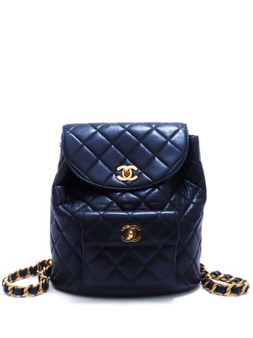 CHANEL Pre-Owned - 1990s Duma backpack - women - Lamb Skin/Gold Plated - One Size - Black