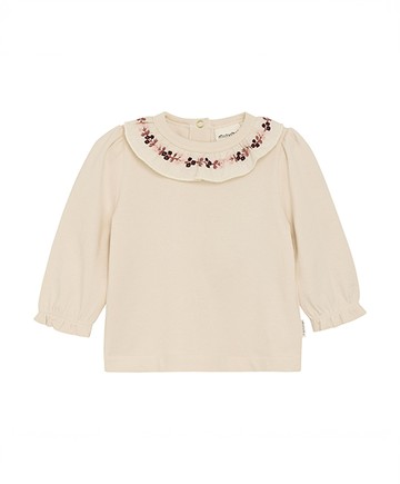 花朵米色長袖上衣74cm