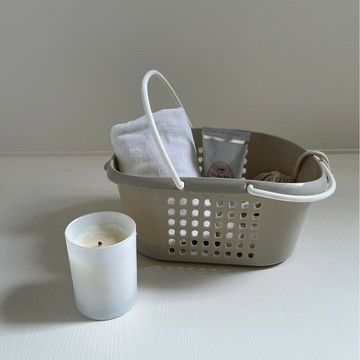 多功能衛浴橢圓提籃 洗澡籃 沐浴籃 收納籃 M號 10L 無印風 台灣製