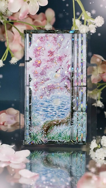 夜靜春山空 月明かりの風景 PET 和紙膠帶 貝殼光 10米卷 巨畫幅