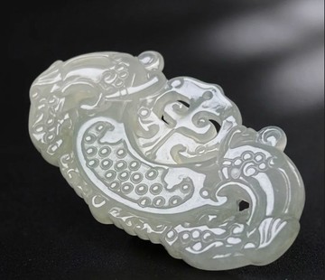 冰種翡翠古龍雲紋牌 | 天然緬甸玉翡翠A貨 | 送禮