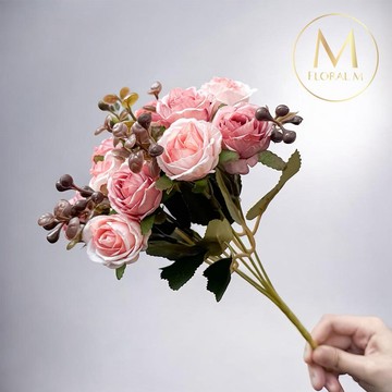 以後都走花路吧🌷快速出貨【Floral M】法式復古玫瑰小花園蜜桃粉仿真花花材（1入組）