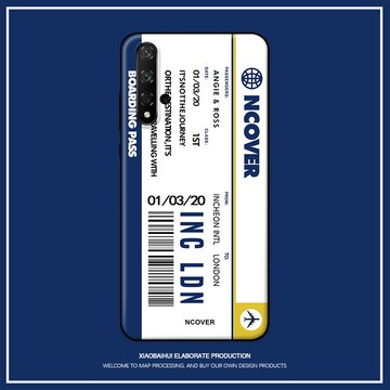 適用華為榮耀30spro/8/9x/10青春版/20i手機殼ins創意登機票個性