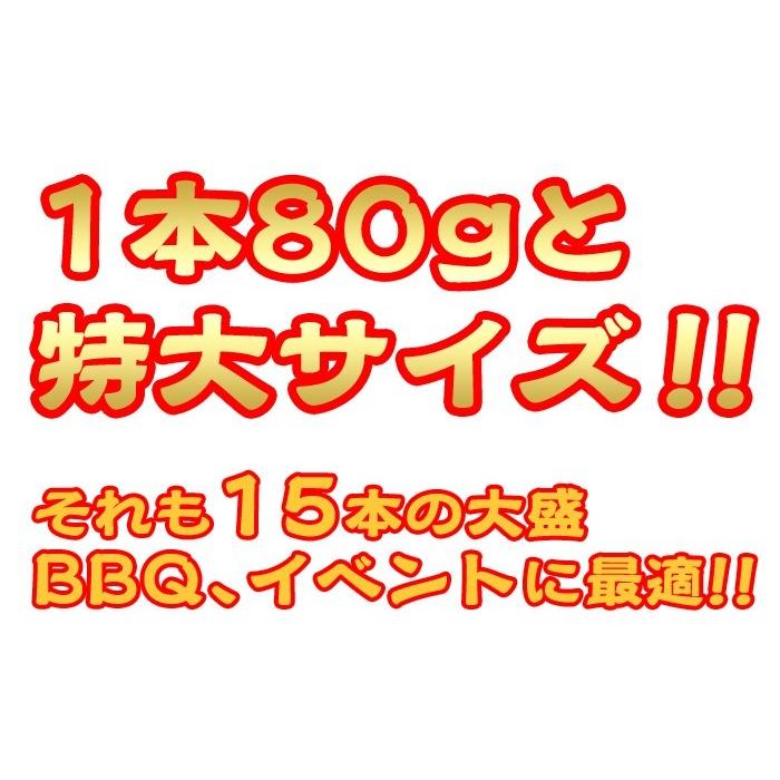 メガ盛り フランクフルト串付き 鳥肉 使用1.2kg 80g×15本 業務用 鶏肉を使ってるのでヘルシー ウインナー ソーセージ バーベキュー、BBQにはウインナー